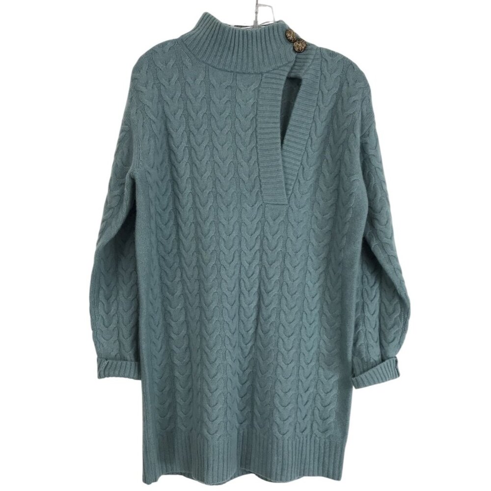 Max‎ Mara Sweater Womens Size Blue Cable Knit Pretty Blue Cashmere Blend